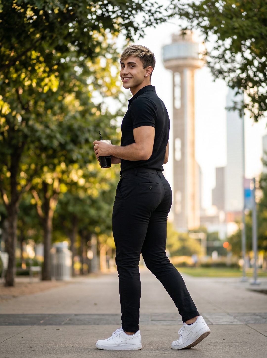 Zack Presas, Dallas personal trainer, at Klyde Warren Park in Downtown Dallas